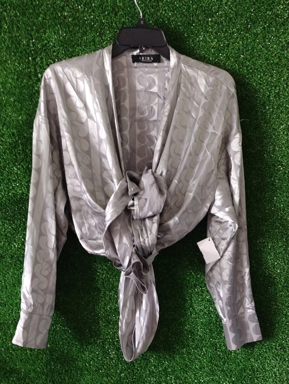 AKIRA Silver Tie-Front Blazer Jacket